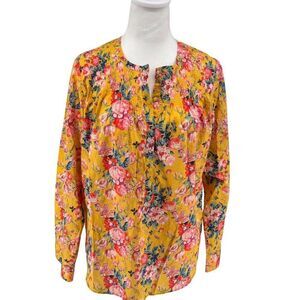 J. Crew X Liberty Fabric Floral Popover Blouse Magical Bouquet 100% Cotton Sz 6